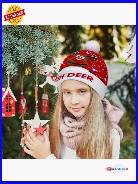 LED Christmas Sweater Hat Light Up Beanie Knitted Cap Unisex Winter main image 6